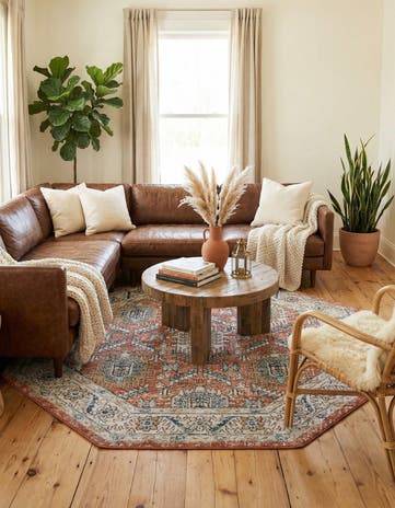 Salmon Pink Nyla Octagon Rug