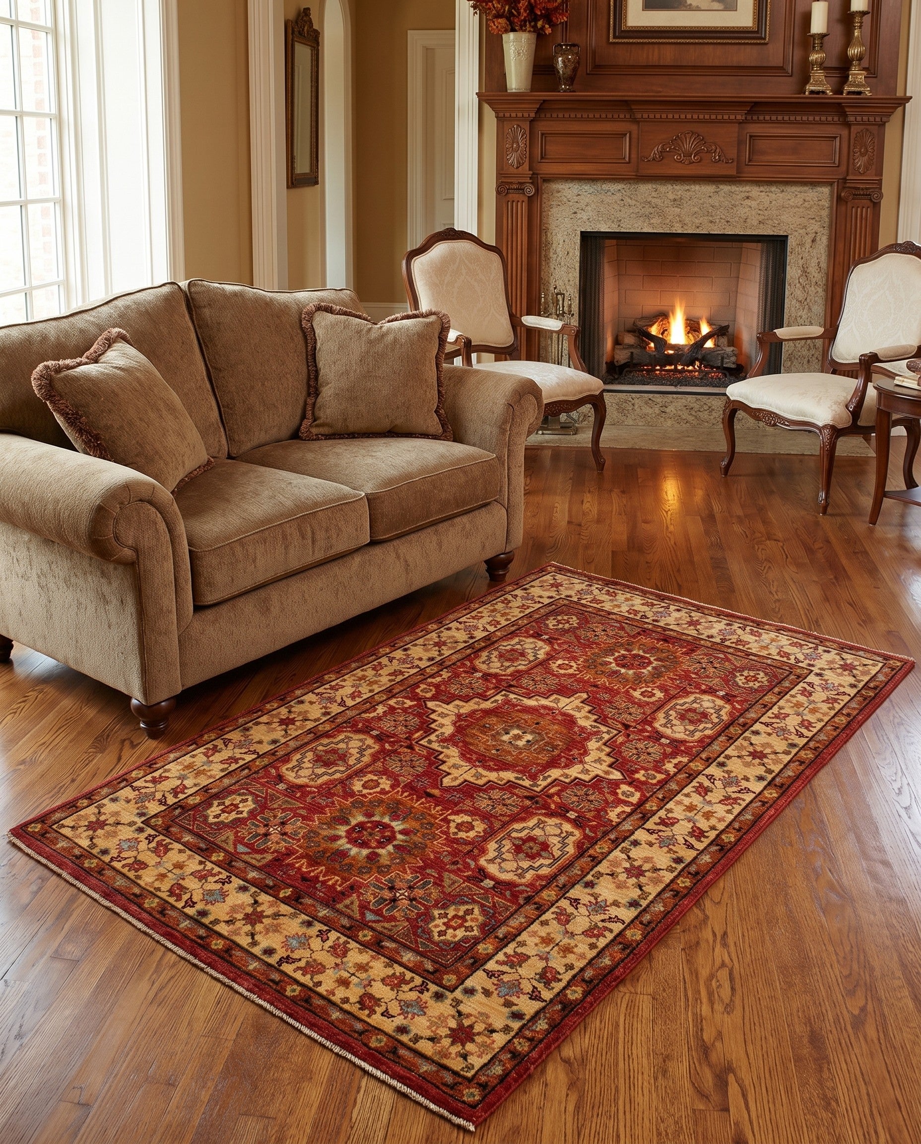 3' 11 x 5' 9 Hand Knotted Mamluk Ziegler Rug