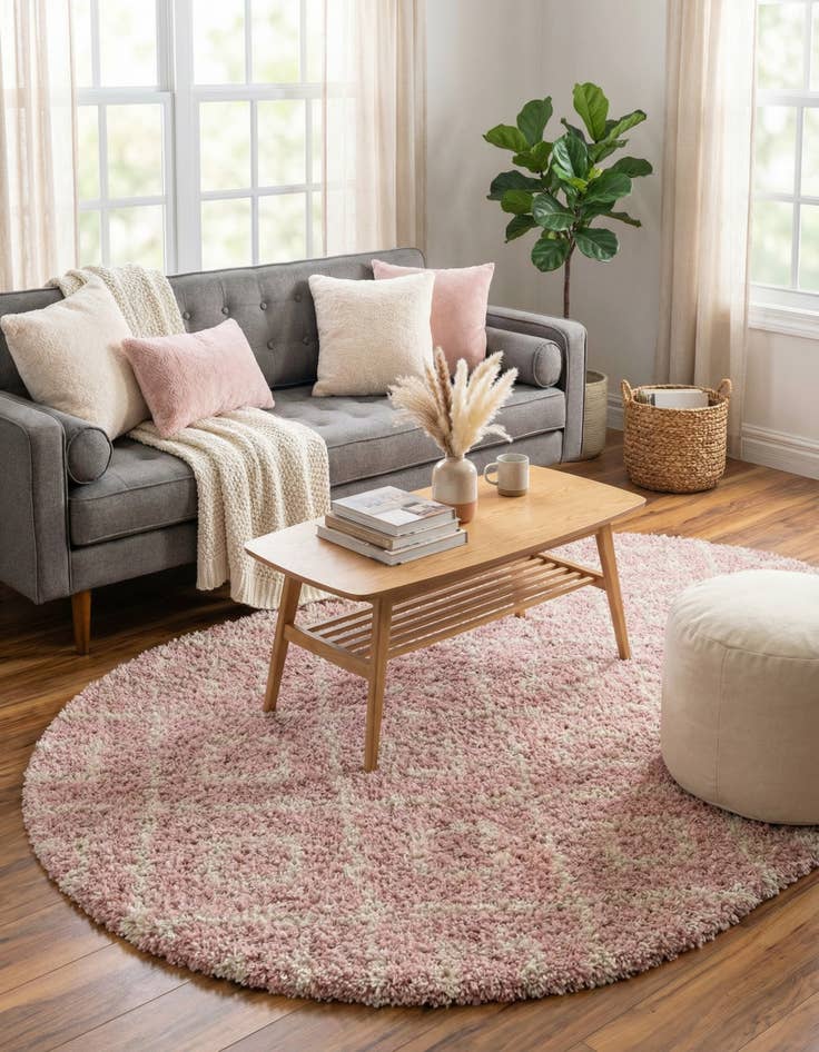 Detail image of 5' 3 x 8' Trellis Shag Oval Rug