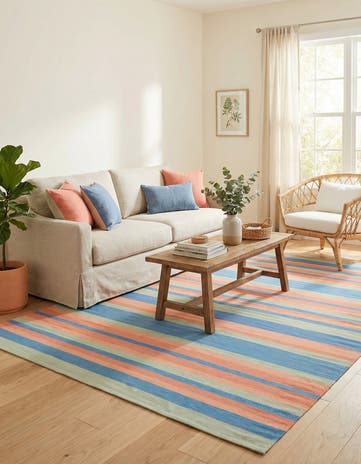 6' 1 x 9' Hand Woven Flatweave Cotton Dhurrie Rug