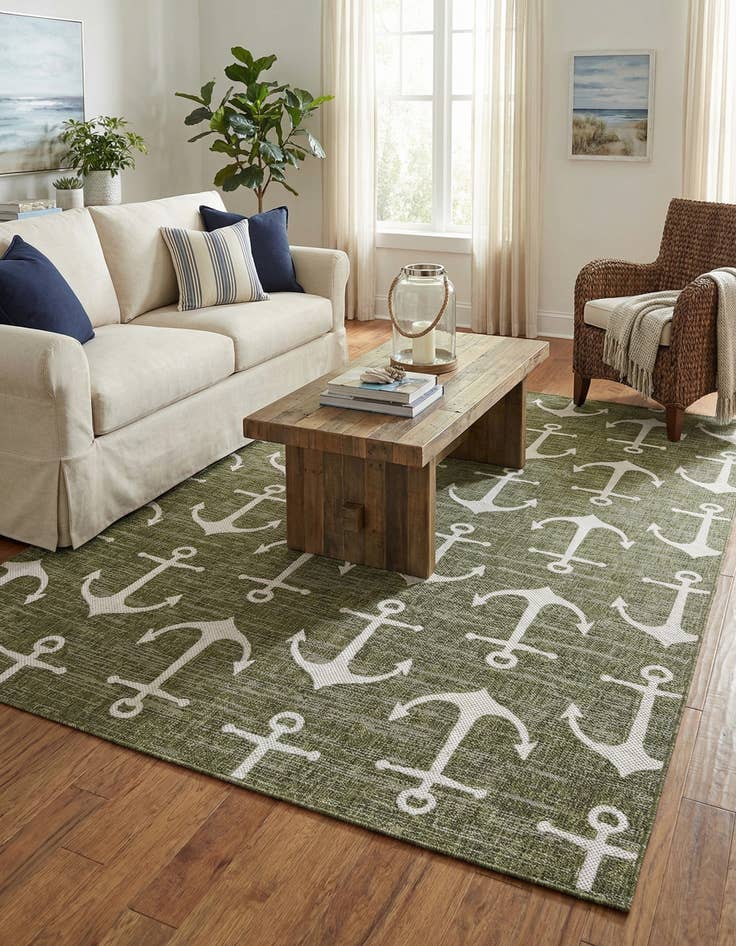 Detail image of 7' x 10'  Washable Coastal Indoor / Outdoor Rug