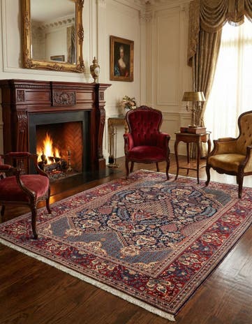 4' 6 x 6' 10 Kashan Wool Rug