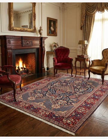 4' 6 x 6' 10 Kashan Wool Rug