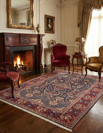 4' 6 x 6' 10 Kashan Wool Rug