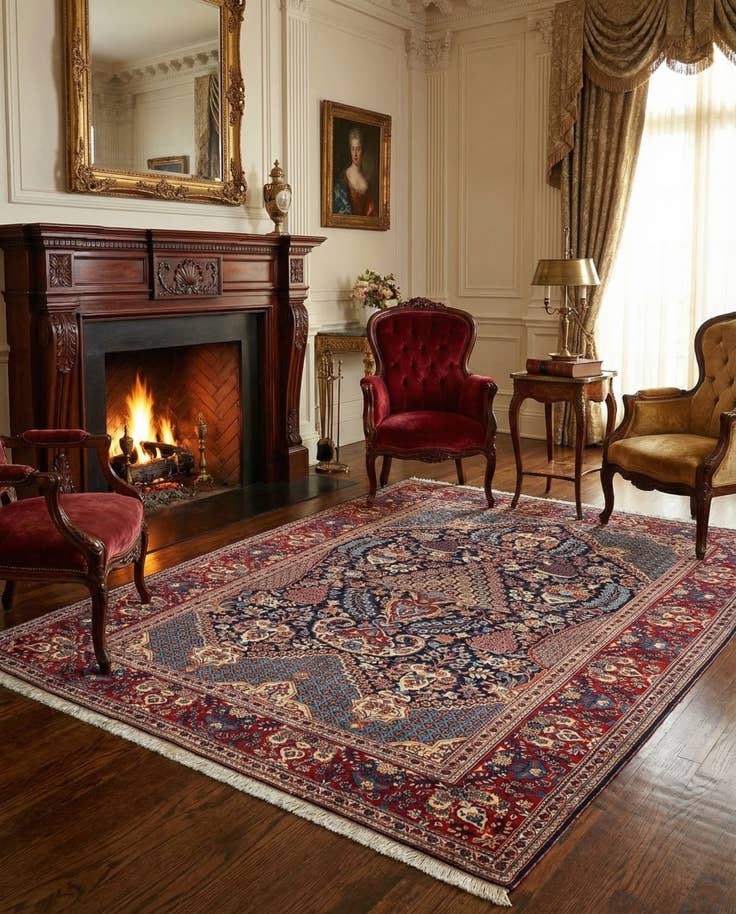 Detail image of 4' 6 x 6' 10 Kashan Wool Rug