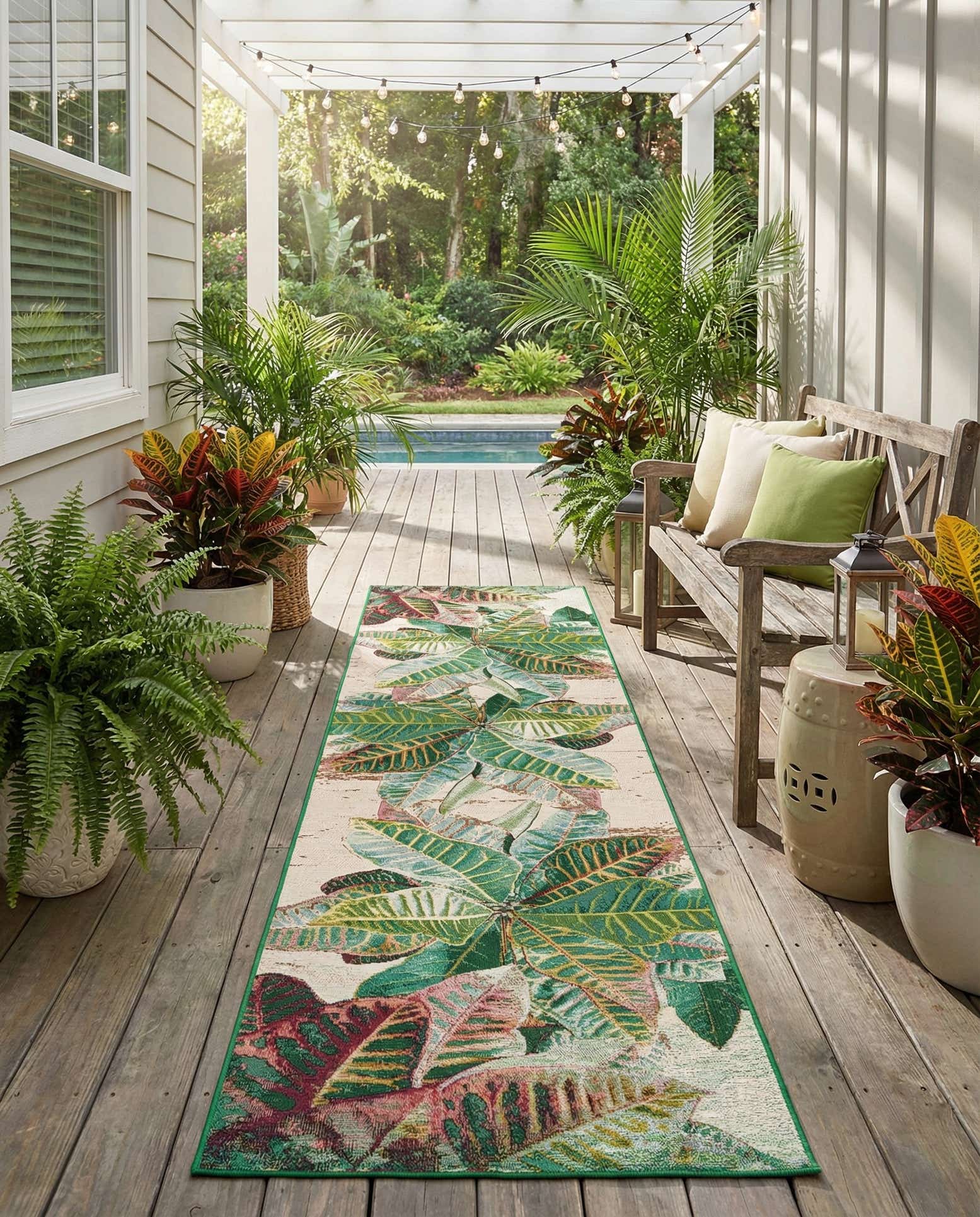 2' 7 x 10' Easy-Clean Botanical Indoor / Outdoor Runner Rug