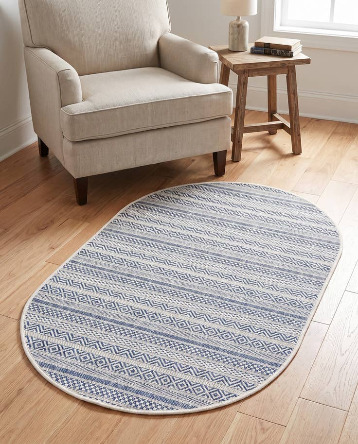 Detail image of 95cm x 160cm Fácil de limpiar Striped Alfombra Comprar todos los estilos Óvalo