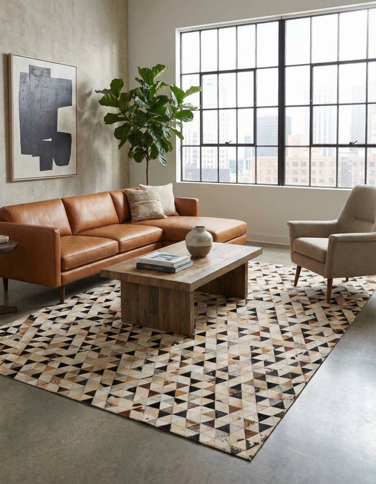 Detail image of 8' x 9' 10 Cowhide - Patchwork Rug