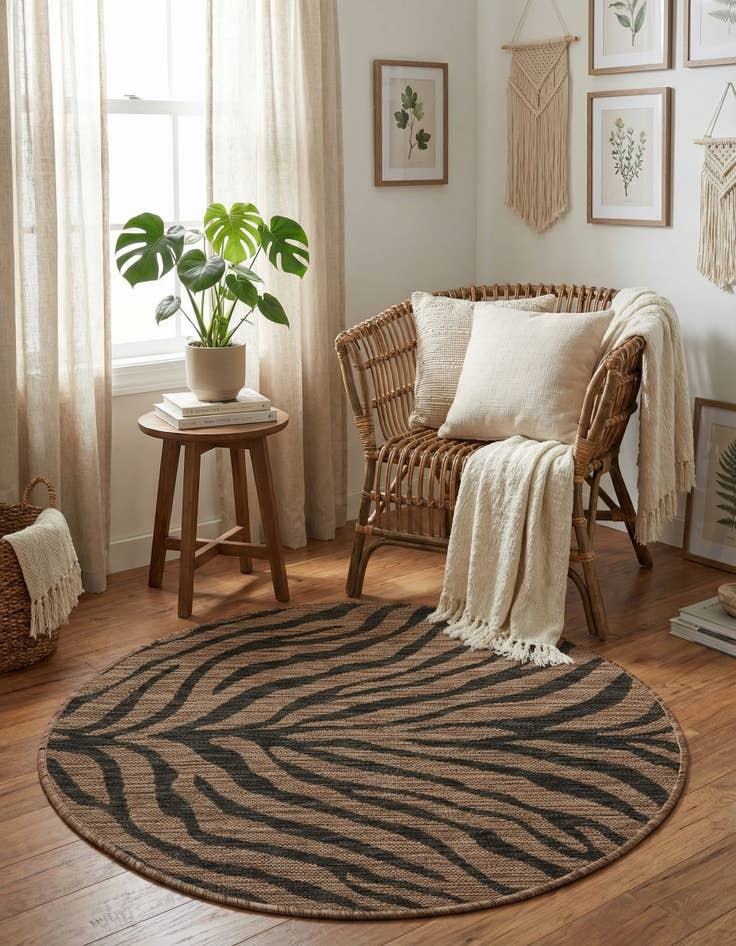 Detail image of  3' x 3'  Washable Safari Indoor / Outdoor Round Rug