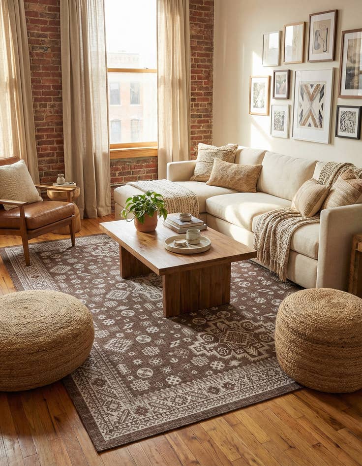 Detail image of 10' x 14'  Washable Aztec Indoor / Outdoor Rug