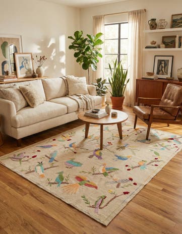 5' 8 x 7' 6 Hand Woven Kilim Suzani Wool Rug