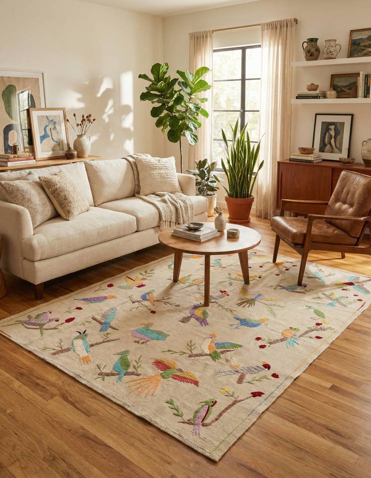 Detail image of  5' 8 x 7' 6  Hand Woven Kilim Suzani Wool Rug