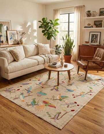 5' 8 x 7' 6 Hand Woven Kilim Suzani Wool Rug