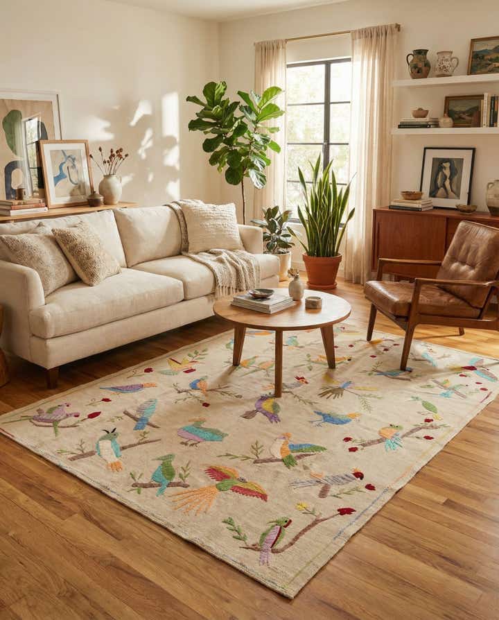 5' 8 x 7' 6 Hand Woven Kilim Suzani Wool Rug