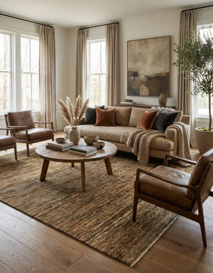 Detail image of 4' 2 x 6' 1  Hand Knotted Modern Ziegler Rug