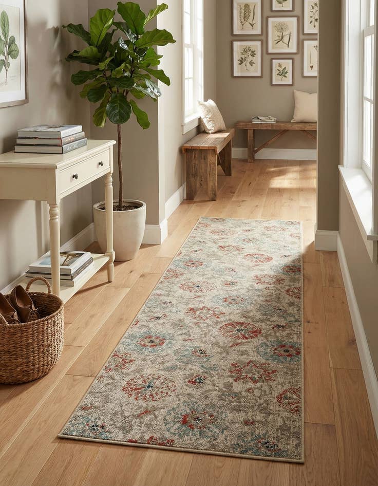 Detail image of 2' 7 x 12' Easy-Clean Botanical Indoor / Outdoor Runner Rug