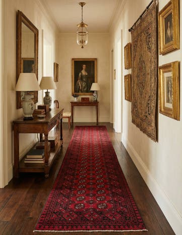 2' 8 x 18' 10 Hand Knotted Afghan Akhche Wool Runner Rug