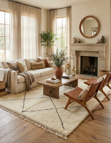 7' x 10' 3 Hand Knotted Moroccan Wool Rug