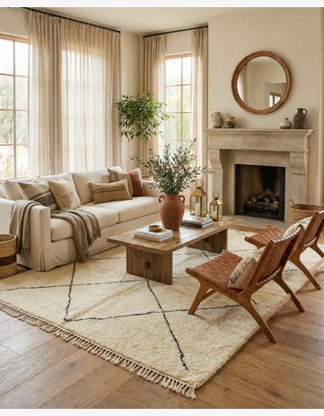 7' x 10' 3 Hand Knotted Moroccan Wool Rug