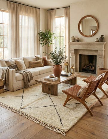 7' x 10' 3 Hand Knotted Moroccan Wool Rug