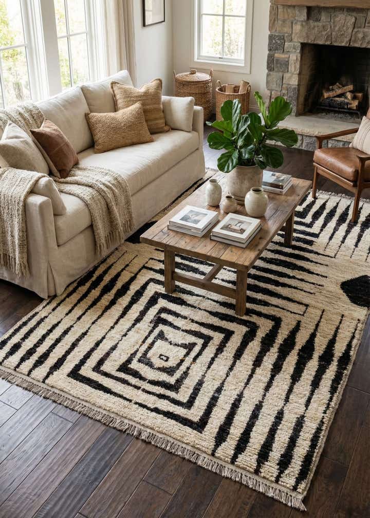 5' 8 x 7' 8 Hand Knotted Moroccan Wool Rug