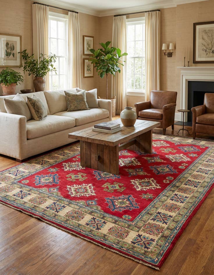 Detail image of 6' 5 x 9' 5  Hand Knotted Kazak Rug