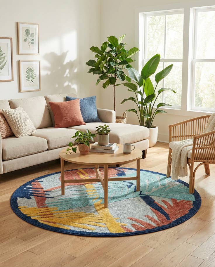 Detail image of 5' 3 x 5' 3 Easy-Clean Belize Indoor / Outdoor Round Rug