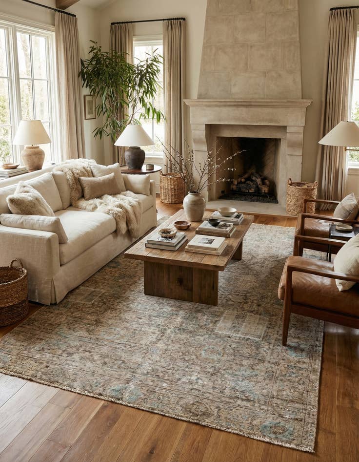 Detail image of 5' 8 x 9' 6  Hand Knotted Ultra Vintage Persian Wool Rug