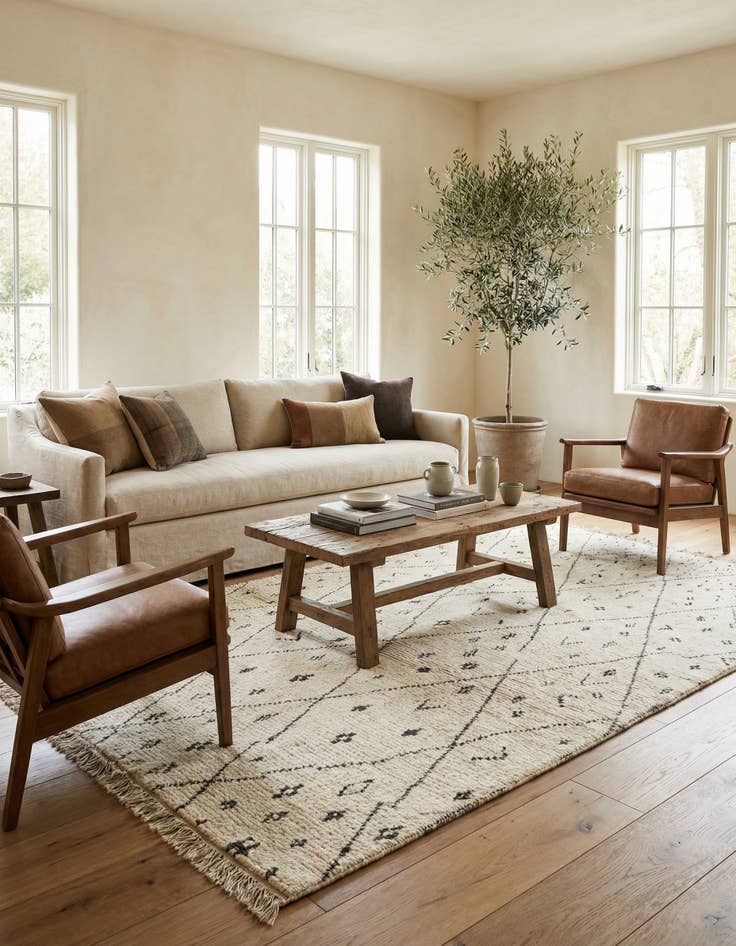 Detail image of 6' 1 x 9' 5  Hand Knotted Moroccan Wool Rug