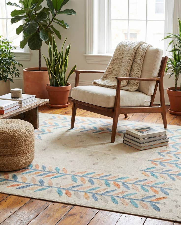 Detail image of 5' 1 x 6' 5 Hand Woven Kilim Modern Wool Rug