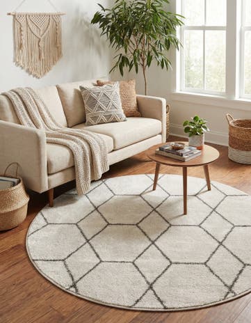 4' x 4' Lattice Frieze Round Rug