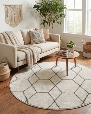  4' x 4' Lattice Frieze Round Rug