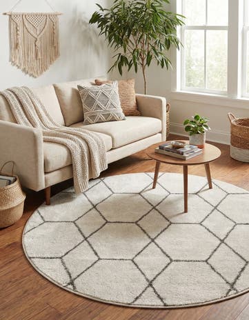 4' x 4' Lattice Frieze Round Rug