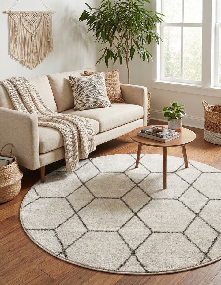 4' x 4' Lattice Frieze Round Rug