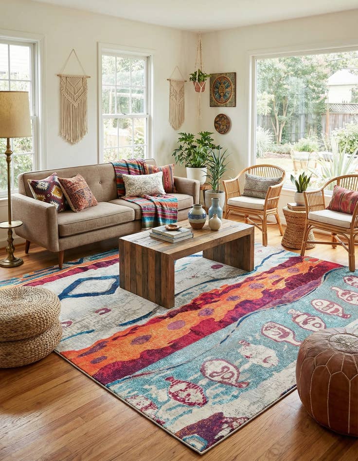 Detail image of  9' 10 x 9' 10  Washable Vivid Square Rug