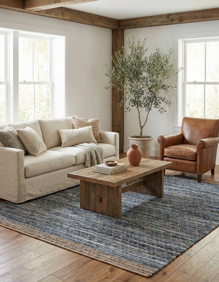 Detail image of 10' x 10'  Hand Woven Chindi Trellis Square Rug