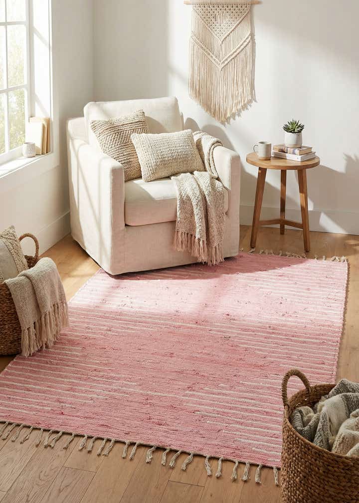 4' 1 x 6' 1 Hand Woven Chindi Cotton Rug