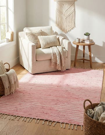 4' 1 x 6' 1 Hand Woven Chindi Cotton Rug