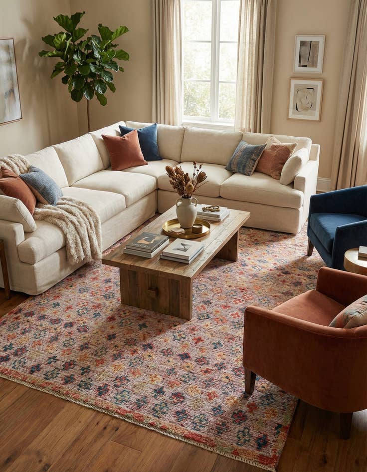 Detail image of 6' 5 x 11' 1  Hand Knotted Darya Wool Rug