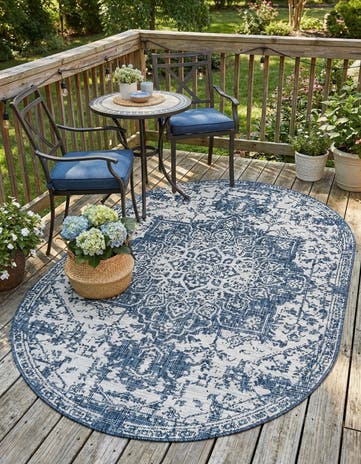 5' 3 x 8' Easy-Clean Jill Zarin Dubai Indoor / Outdoor Oval Rug
