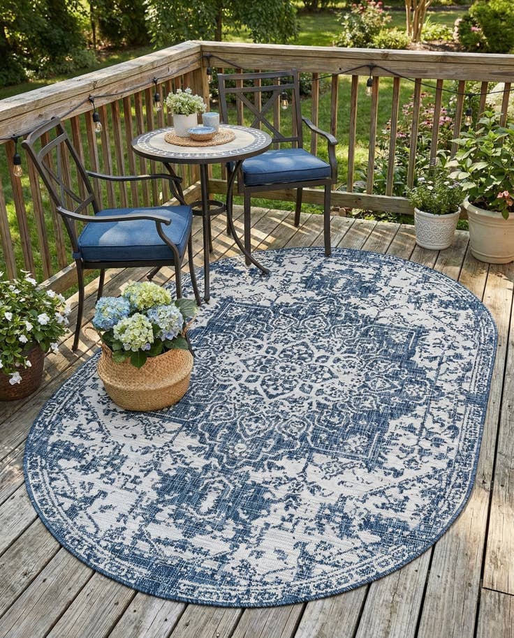 Detail image of 5' 3 x 8' Easy-Clean Jill Zarin Dubai Indoor / Outdoor Oval Rug