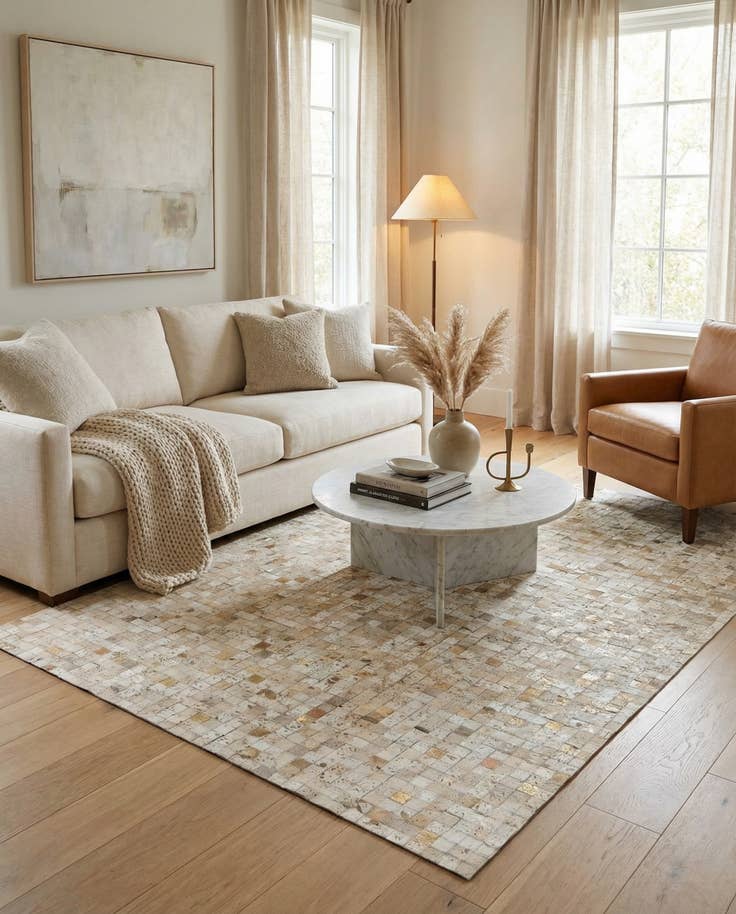 Detail image of 5' 3 x 7' 6 Cowhide Stocks Rug