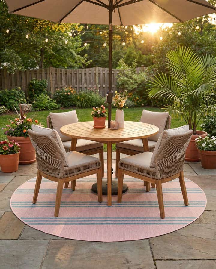 7' x 7' Easy-Clean Jill Zarin Anguilla Indoor / Outdoor Round Rug