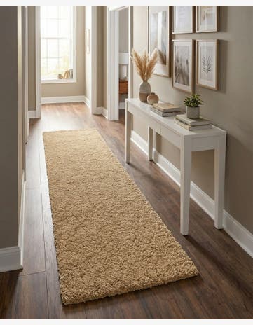 Khaki Soft Solid Shag Runner Rug
