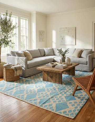 8' 9 x 9' 6 Hand Woven Kilim Modern Wool Square Rug