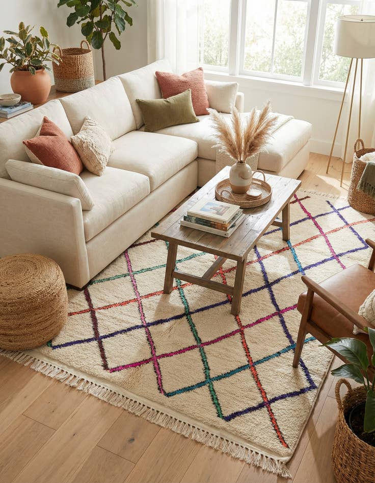 Detail image of 4' 10 x 6' 4  Hand Knotted Moroccan Wool Rug