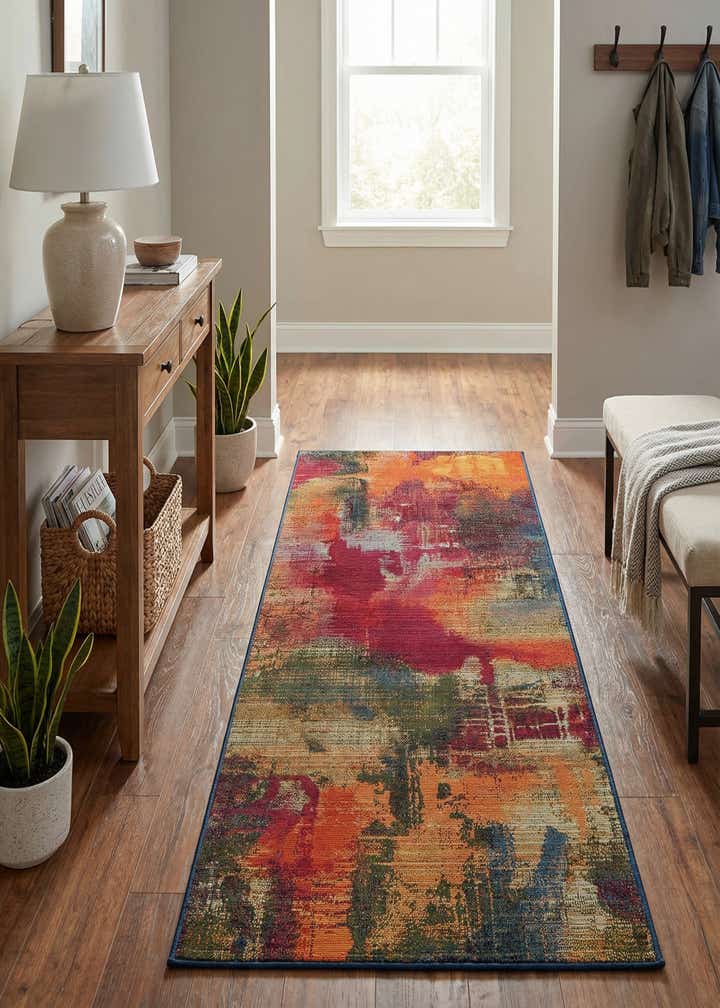 2' 7 x 5' 3 Easy-Clean Modern Indoor / Outdoor Runner Rug