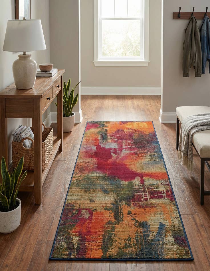 Detail image of 2' 7 x 5' 3  Washable Modern Indoor / Outdoor Runner Rug