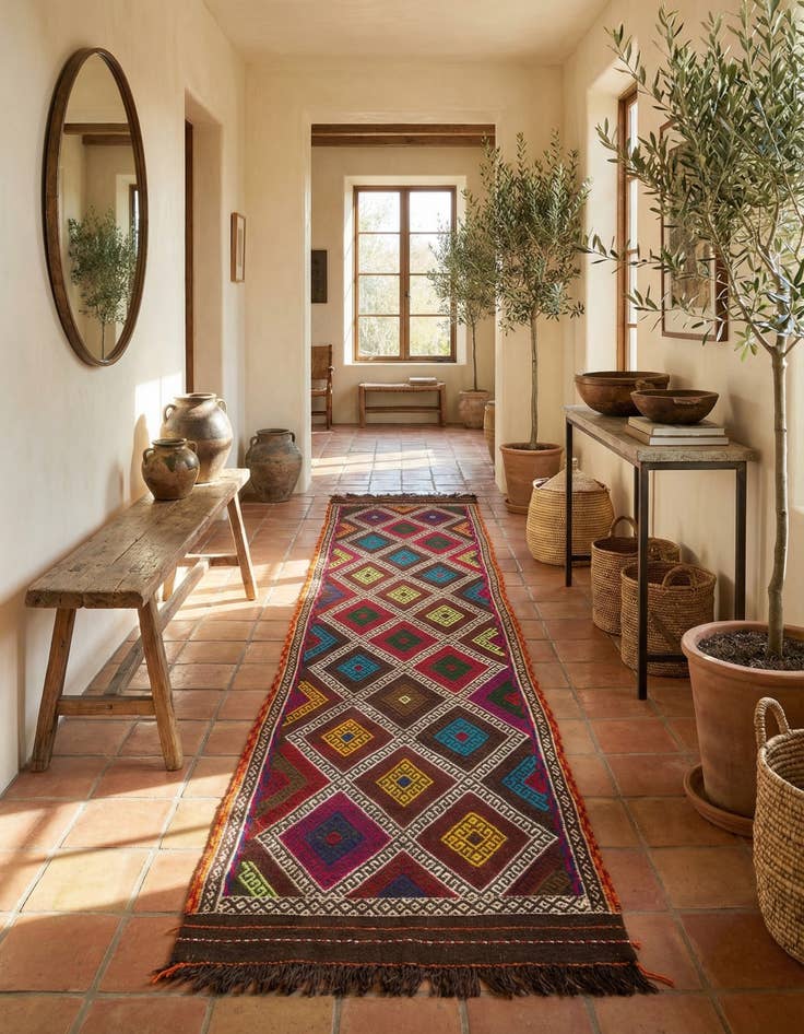 Detail image of 2' 1 x 9' 7  Hand Knotted Kilim Fars Persian Wool Runner Rug