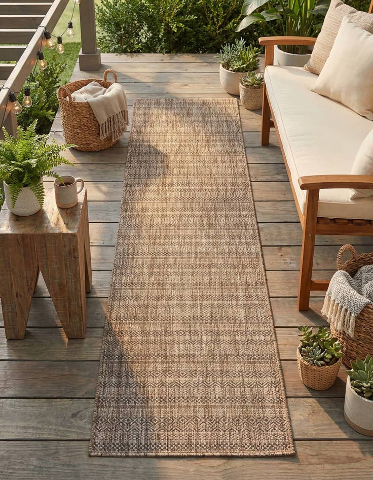 Detail image of  2' 7 x 12'  Washable Ribbon Indoor / Outdoor Runner Rug